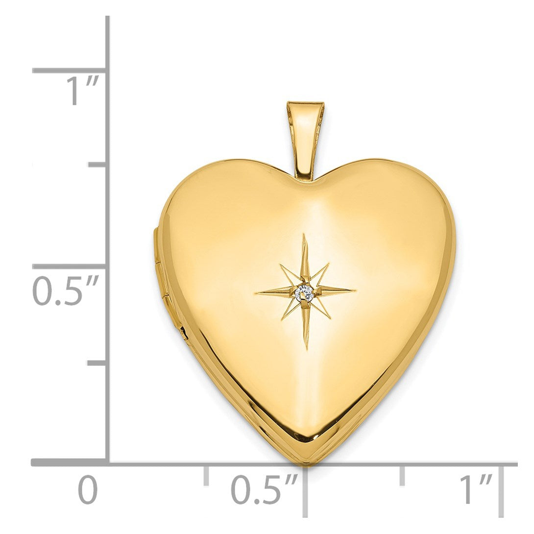 14K Diamond Star 20mm Heart Locket