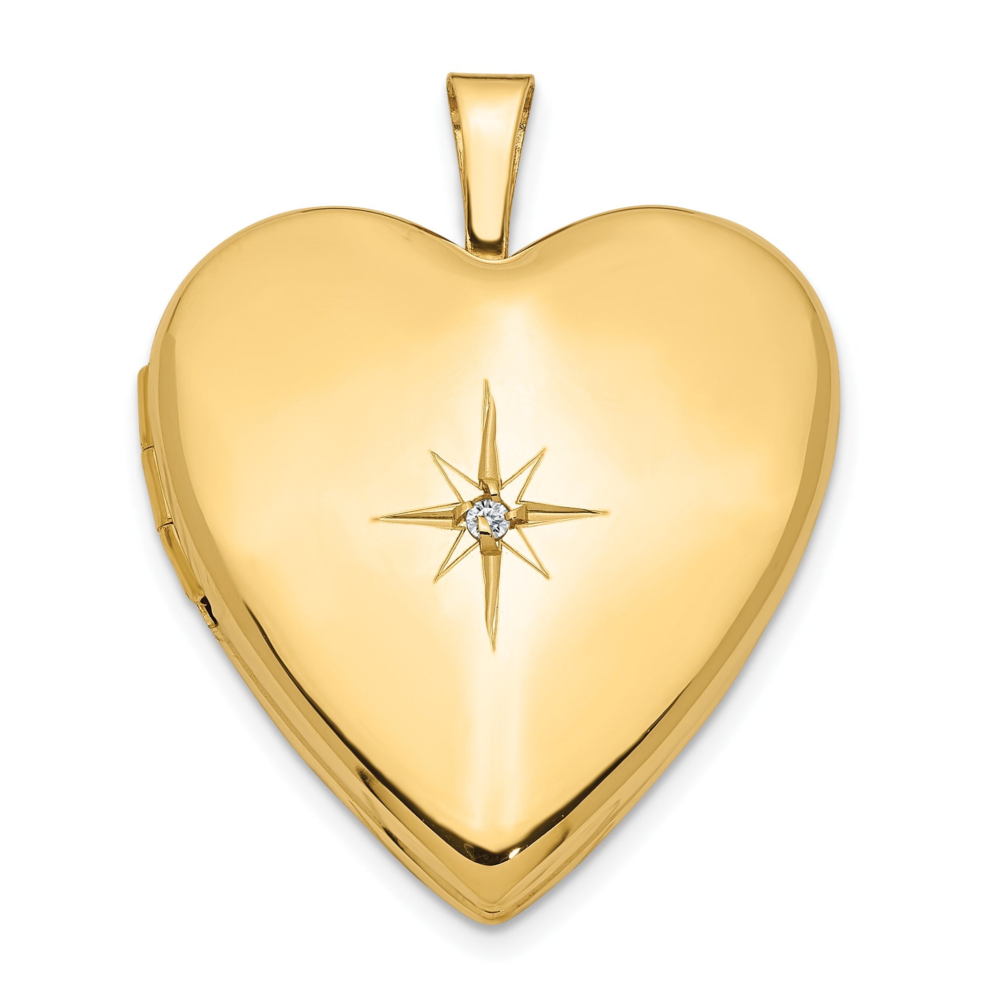 14K Diamond Star 20mm Heart Locket