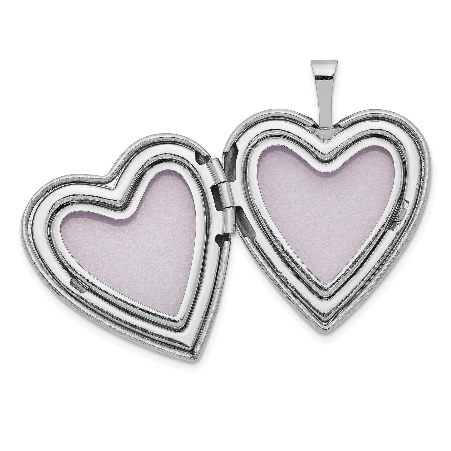 14K White Gold Diamond Star 20mm Heart Locket