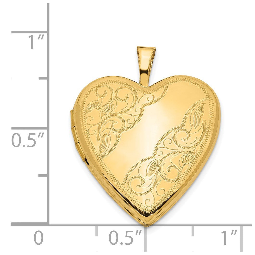 14k Polished Swirl Design 20mm Heart Locket
