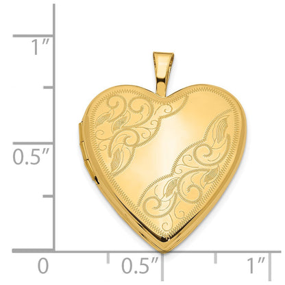 14k Polished Swirl Design 20mm Heart Locket