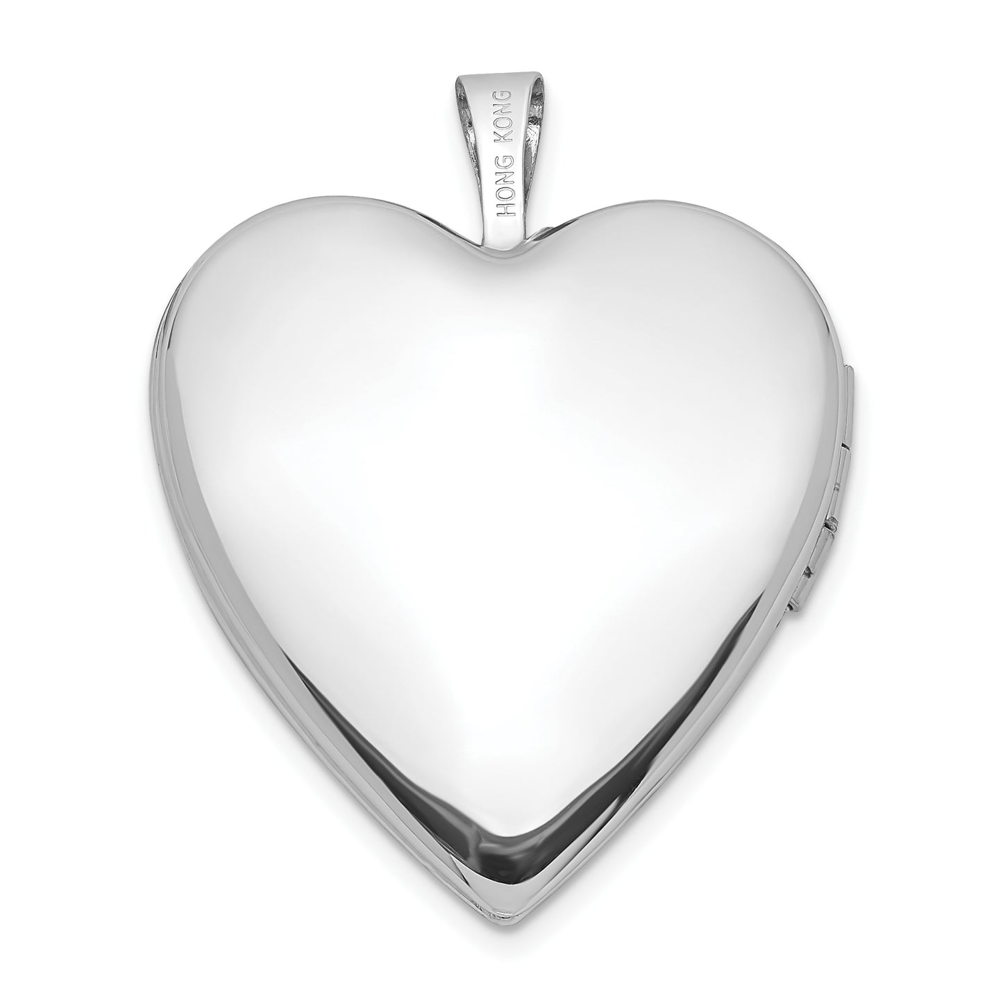 14K White Gold Polished and Satin Diamond Star 20mm Heart Locket
