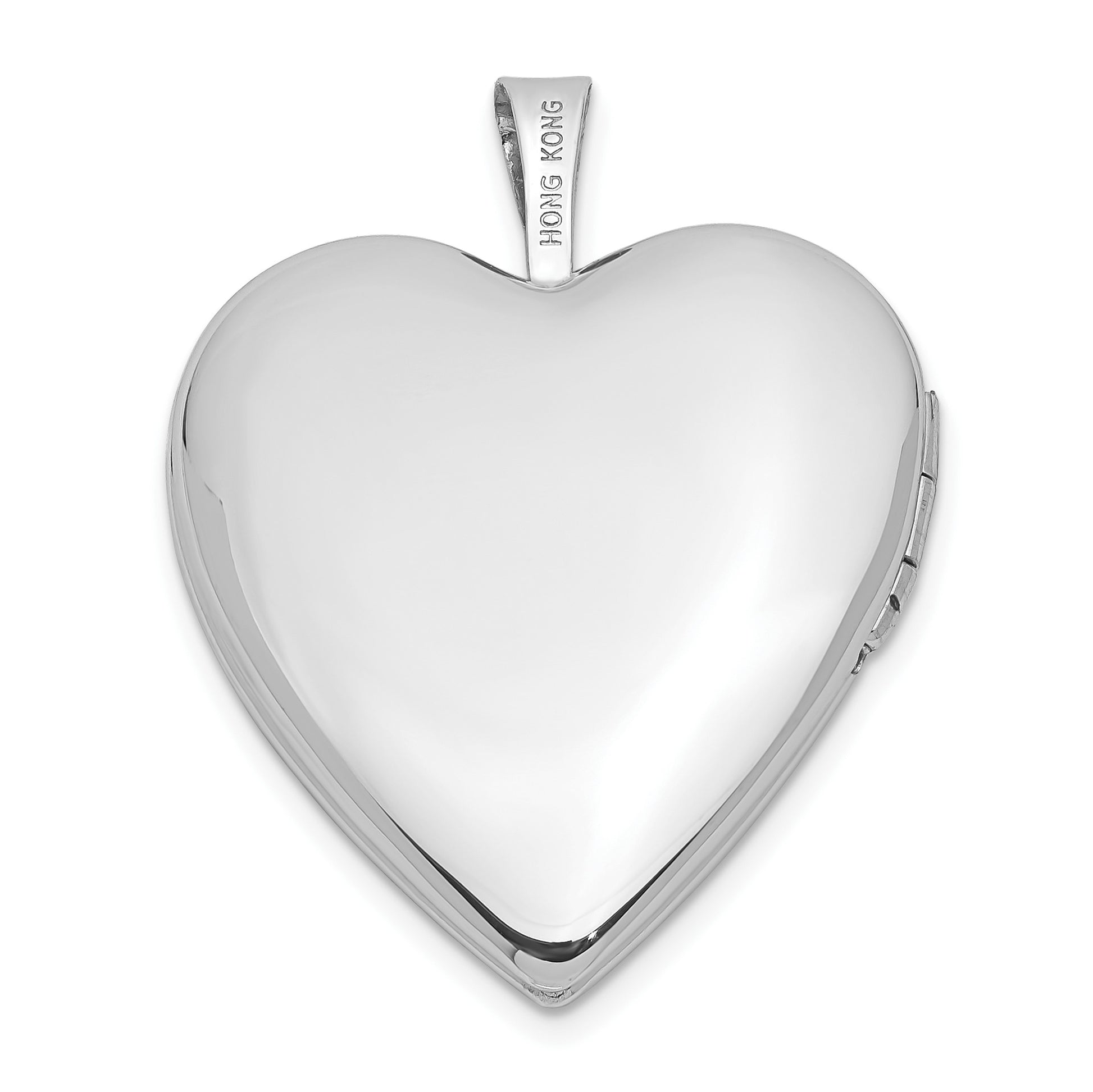 14K White Gold Diamond Star with Side Swirl Edge 20mm Heart Locket