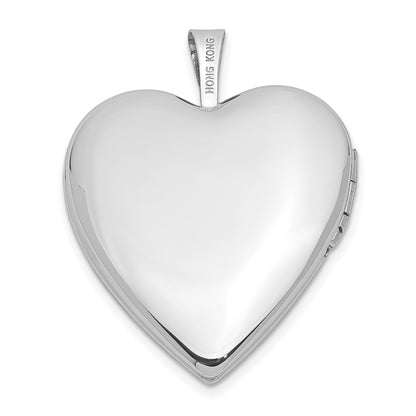 14K White Gold Diamond Star with Side Swirl Edge 20mm Heart Locket