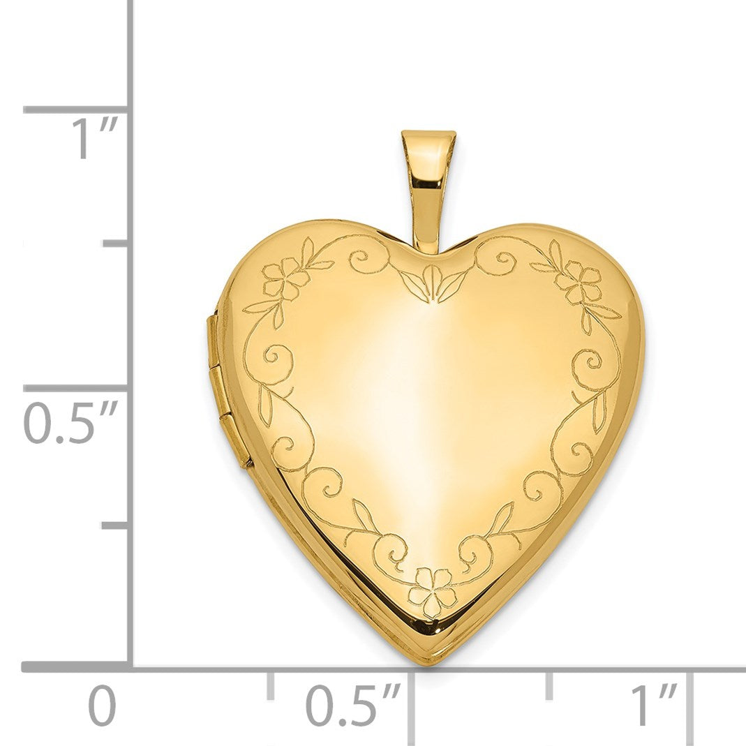 14K Floral Vine Border 20mm Heart Locket