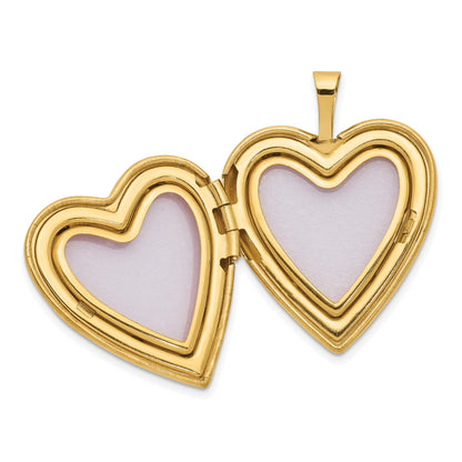 14K Pink and Green Enamel Rose I LOVE YOU Script 20mm Heart Locket