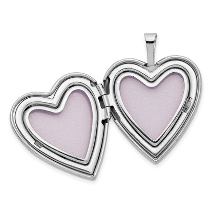 14K White Gold Pink and Green Enamel Rose I LOVE YOU Script 20mm Heart Locket
