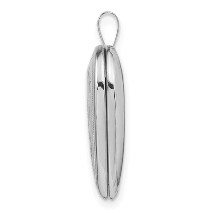 14K White Gold MOM Script with Hearts 20mm Heart Locket