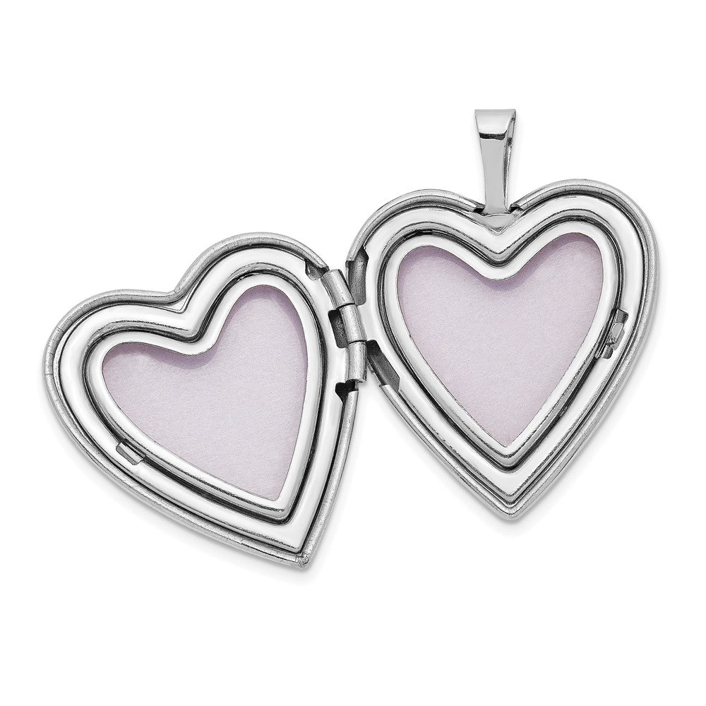 14K 20mm White Gold MOM w/Hearts Heart Locket