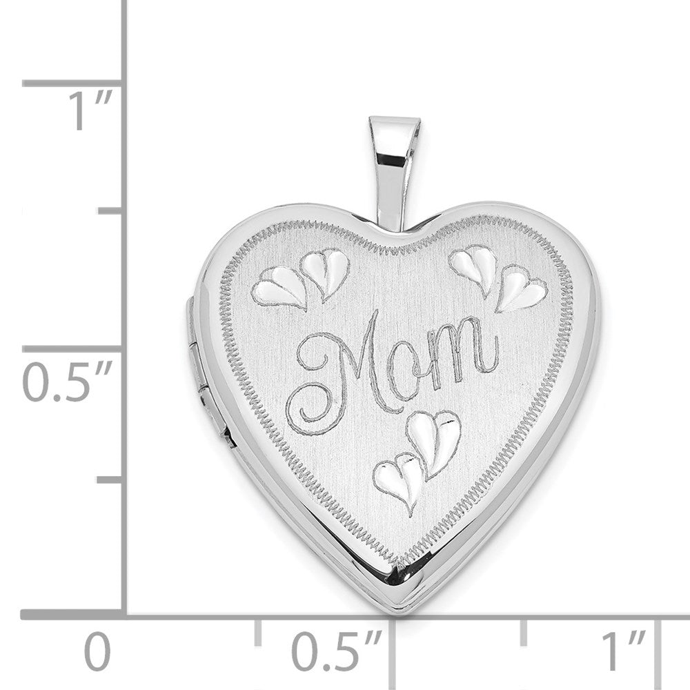 14K 20mm White Gold MOM w/Hearts Heart Locket