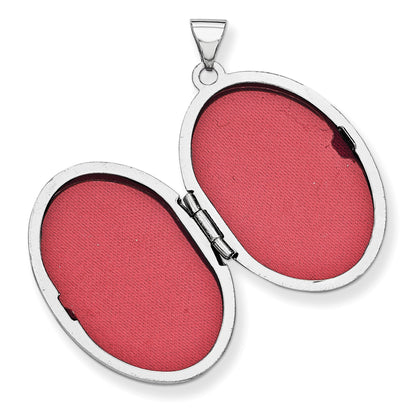 14k White Gold Scroll Design 26mm Oval Locket