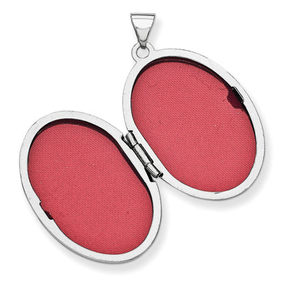 14k White Gold Scroll Design 26mm Oval Locket