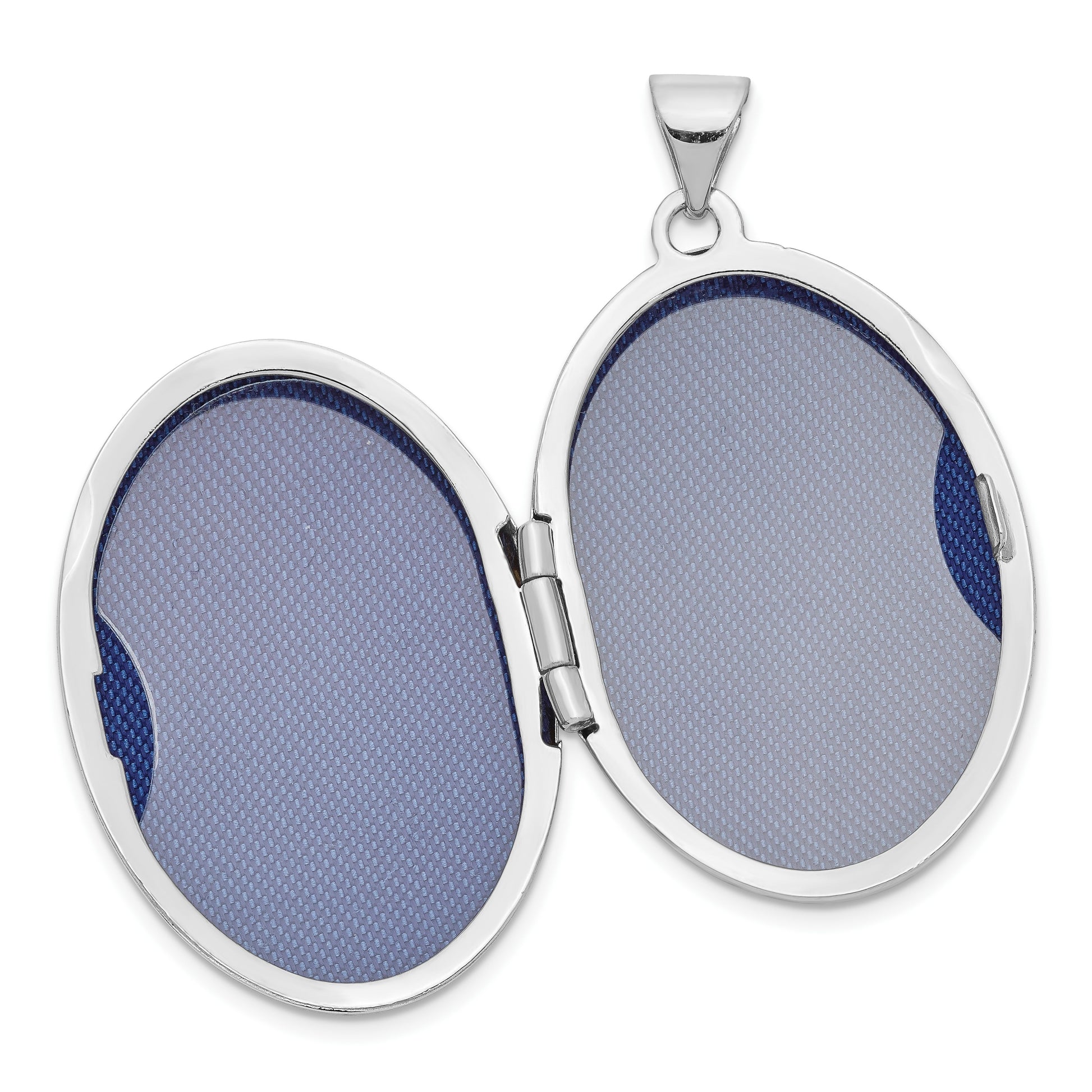14k White Gold Fancy Half Swirl Design 26mm Oval Locket