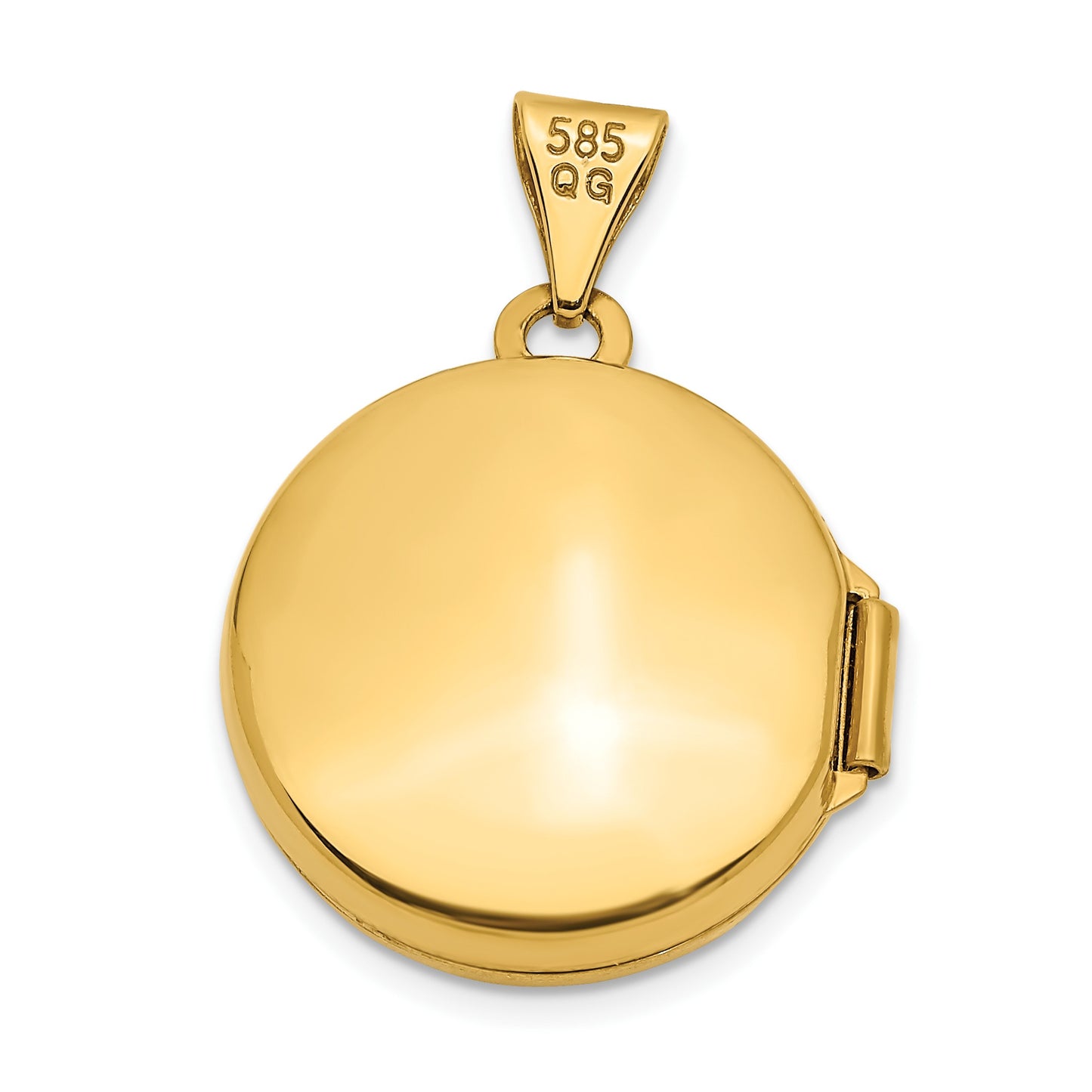 14k Polished Scroll Design 16mm Round Locket