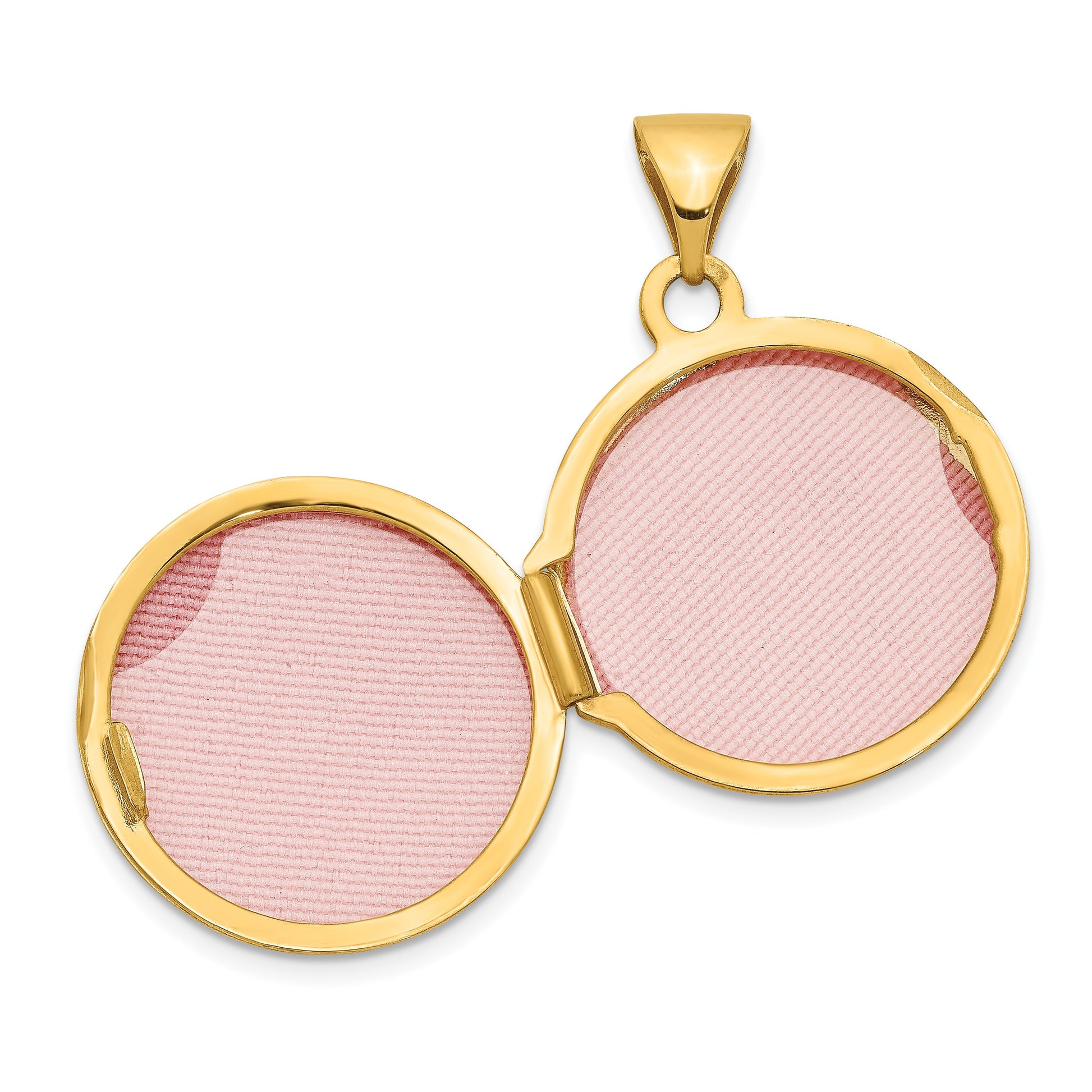 14k Polished Scroll Design 16mm Round Locket