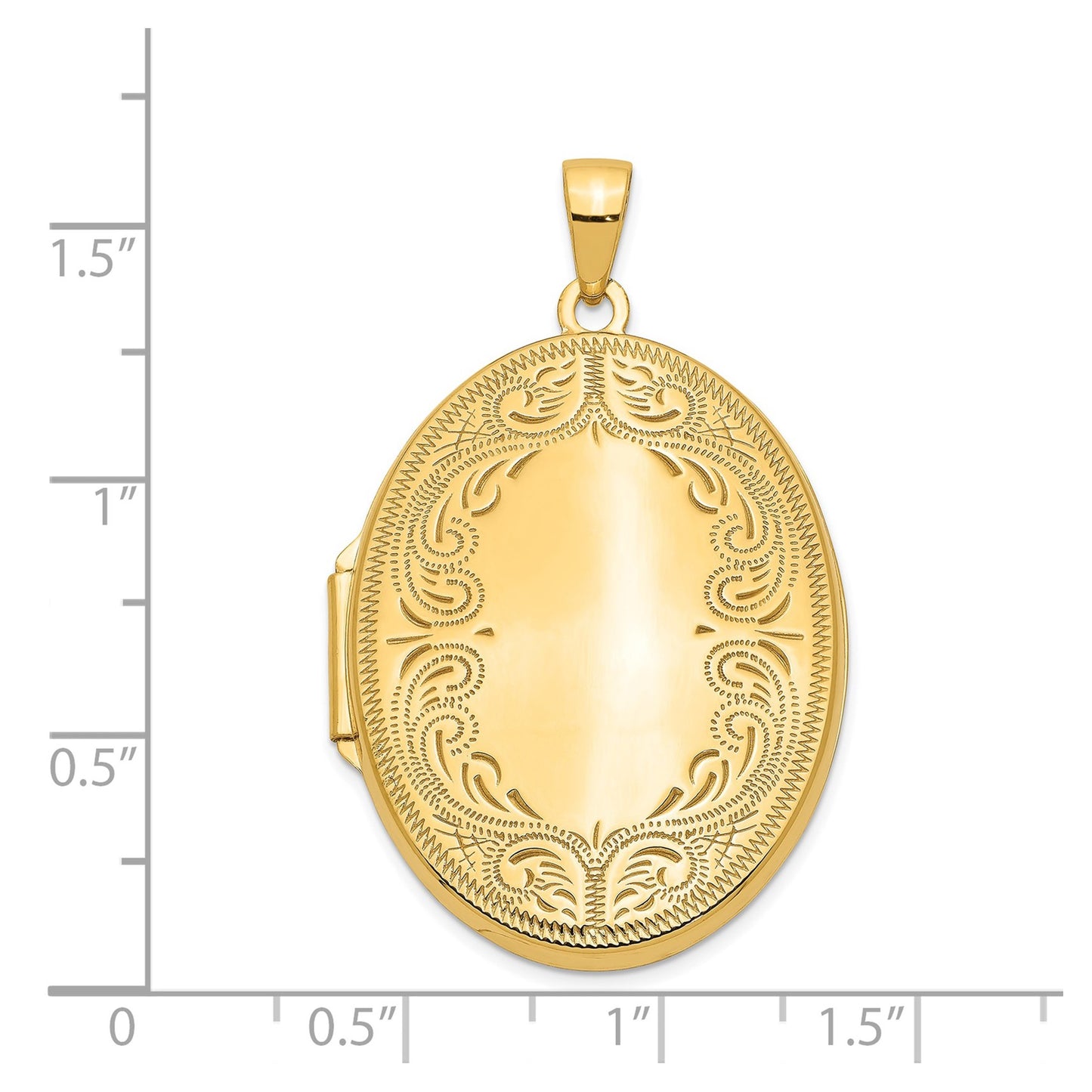 14k Polished Scroll Border 31mm Oval Locket