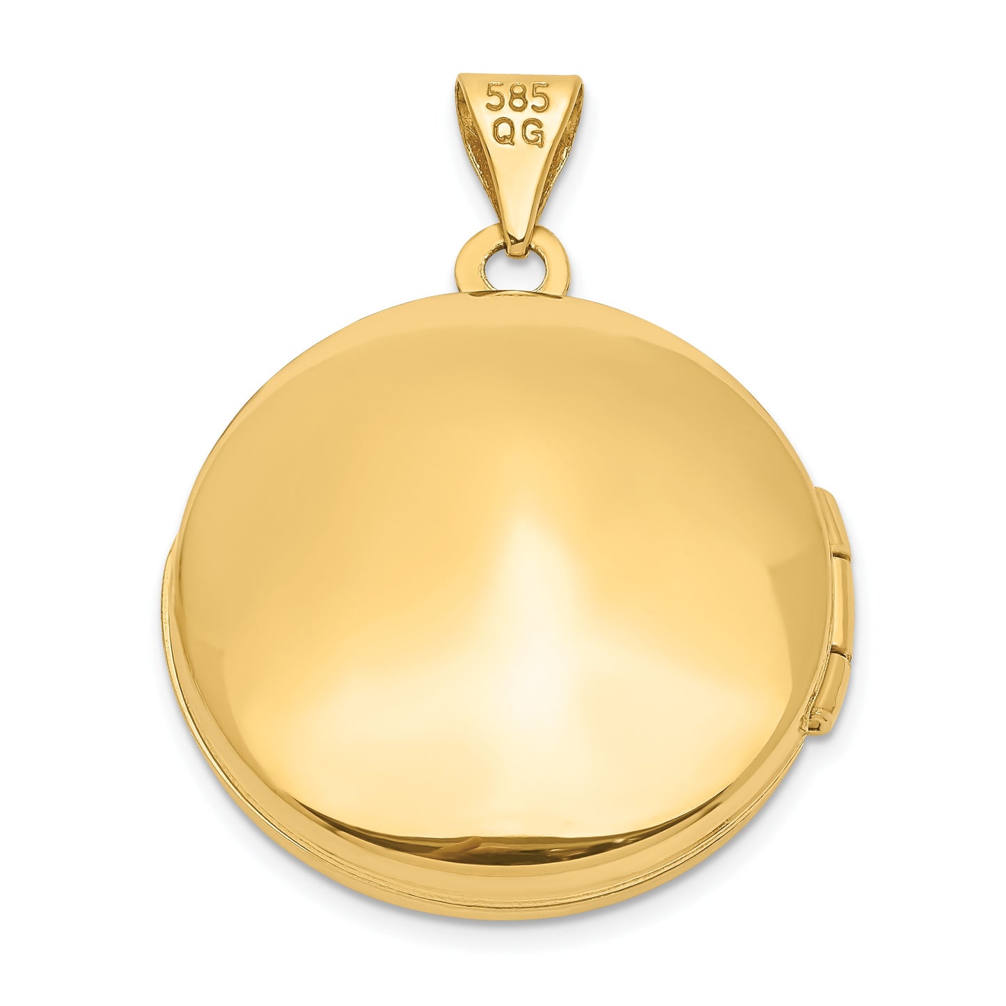 14k Polished Leaves 20mm Round Locket