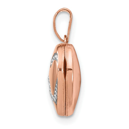 14k Rose Gold with White Rhodium Interlocked Hearts 12mm Heart Locket