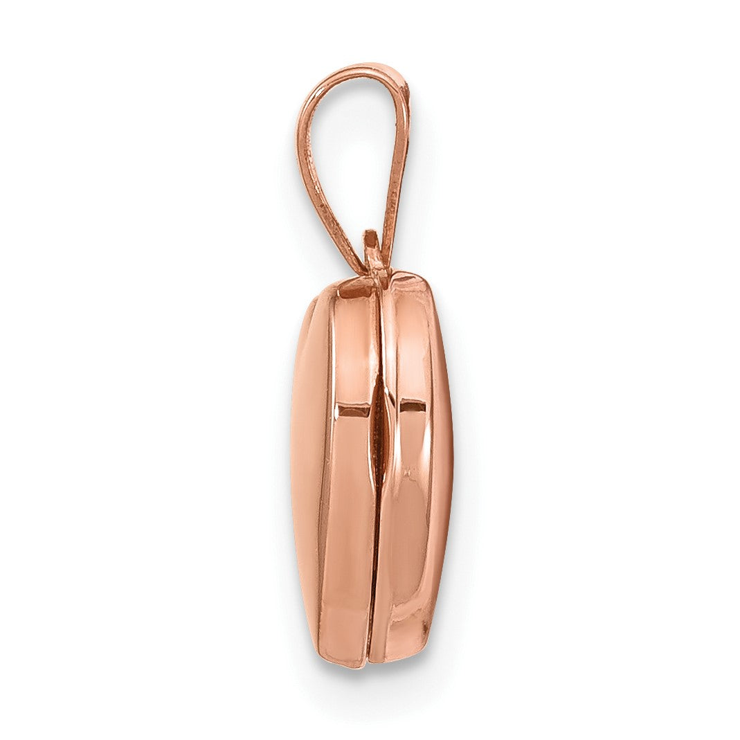 14k Rose Gold Polished Plain 10mm Heart Locket