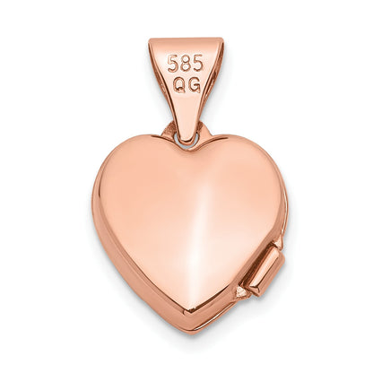 14k Rose Gold Polished Plain 10mm Heart Locket