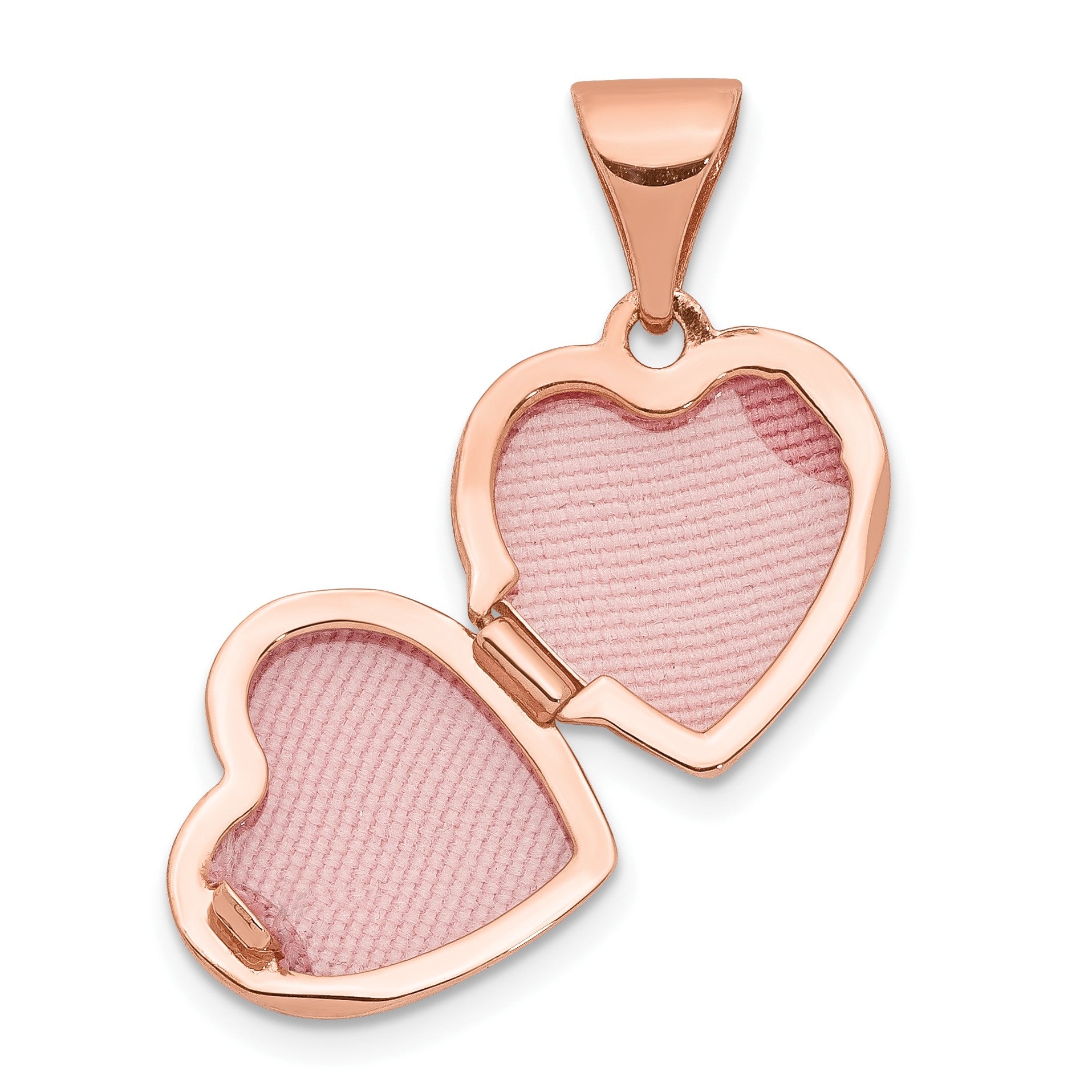 14k Rose Gold Polished Plain 10mm Heart Locket