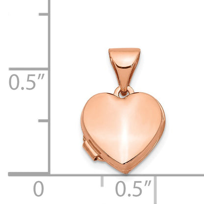 14k Rose Gold Polished Plain 10mm Heart Locket