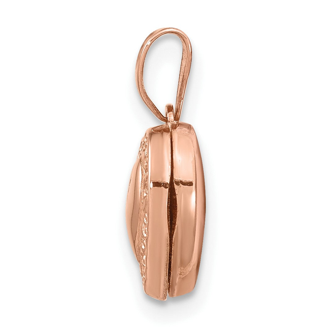 14k Rose Gold Scroll Border 10mm Heart Locket