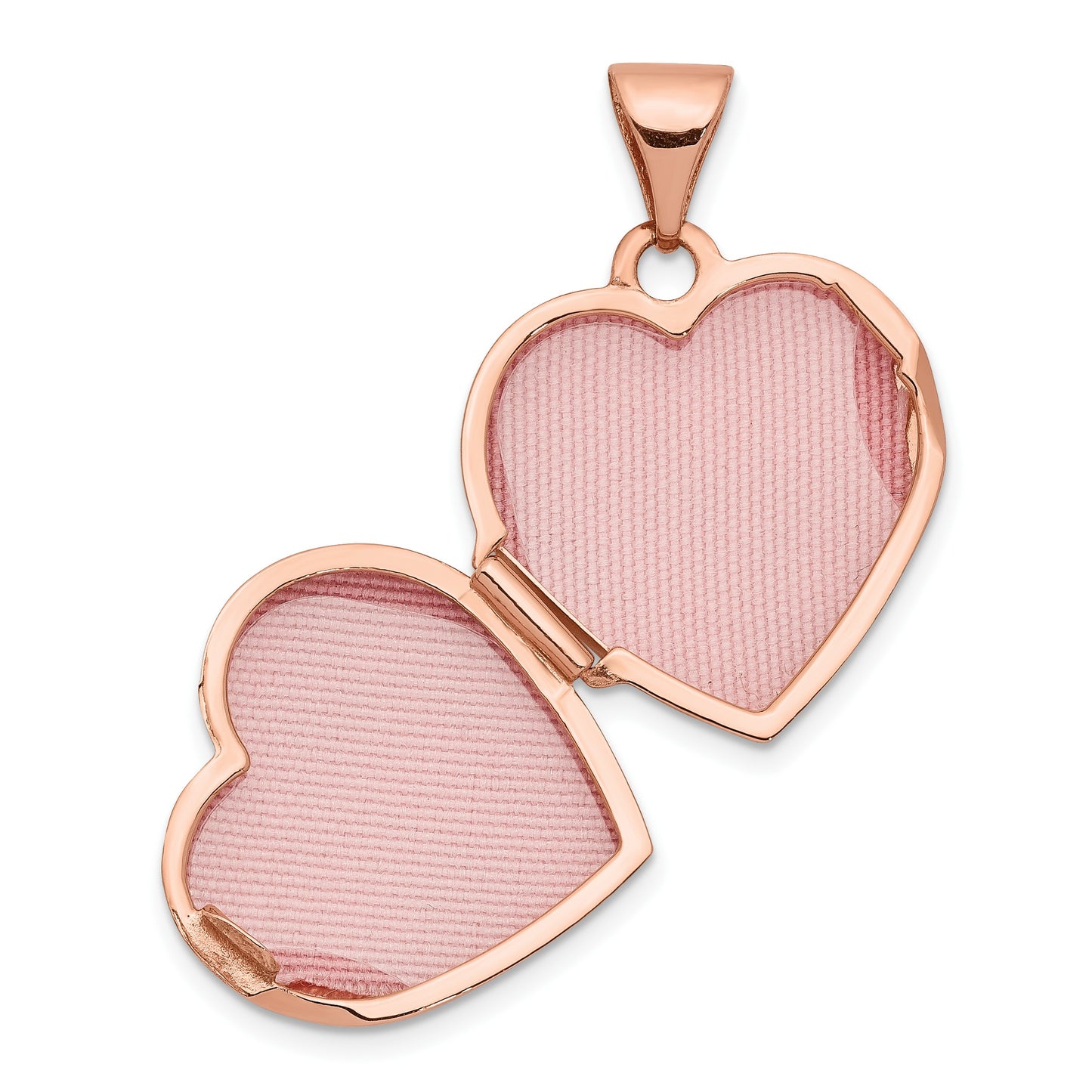 14k Rose Gold Polished Plain 15mm Heart Locket