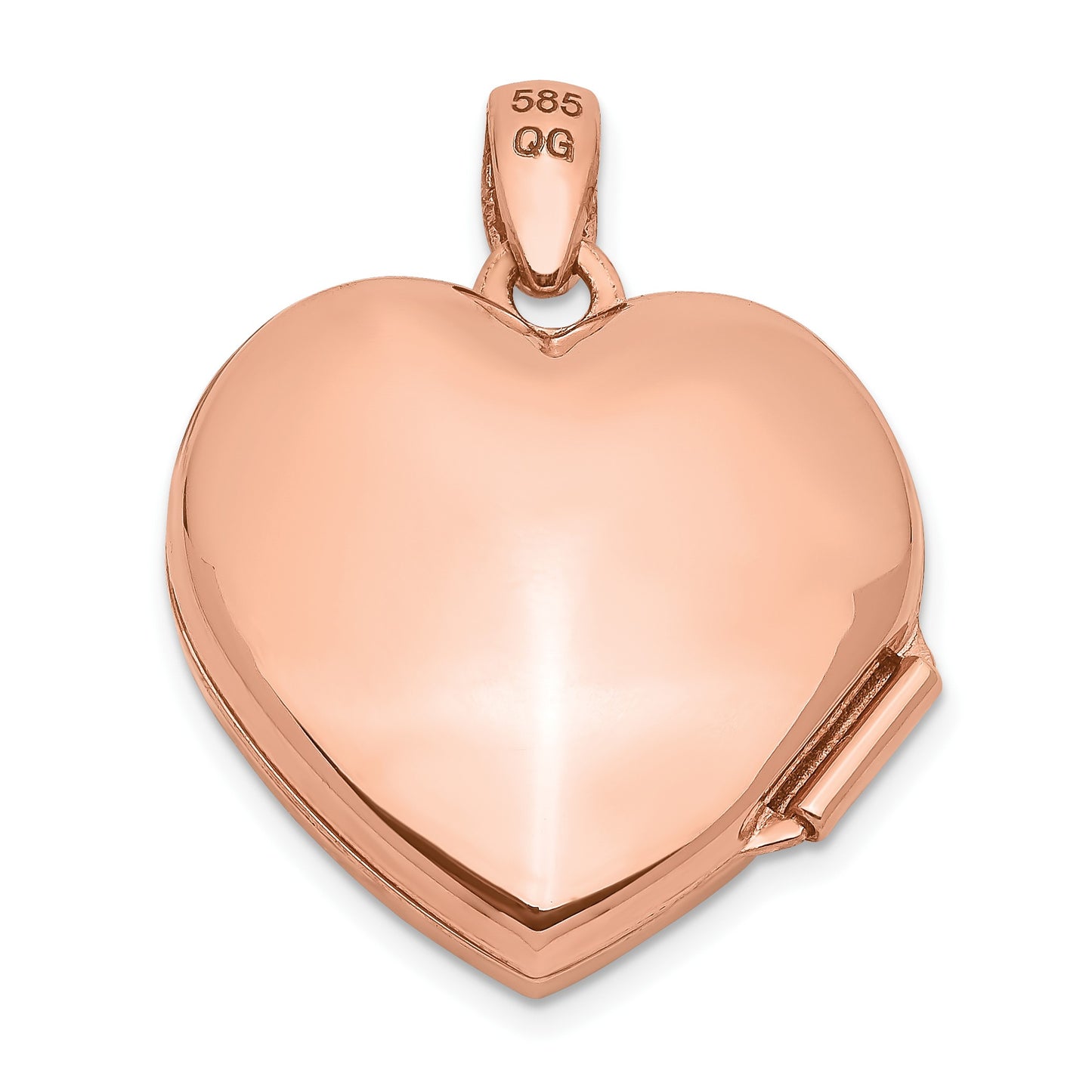 14k Rose Gold Diamond Vintage Filigree with Black Fabric Interior 18mm Heart Locket