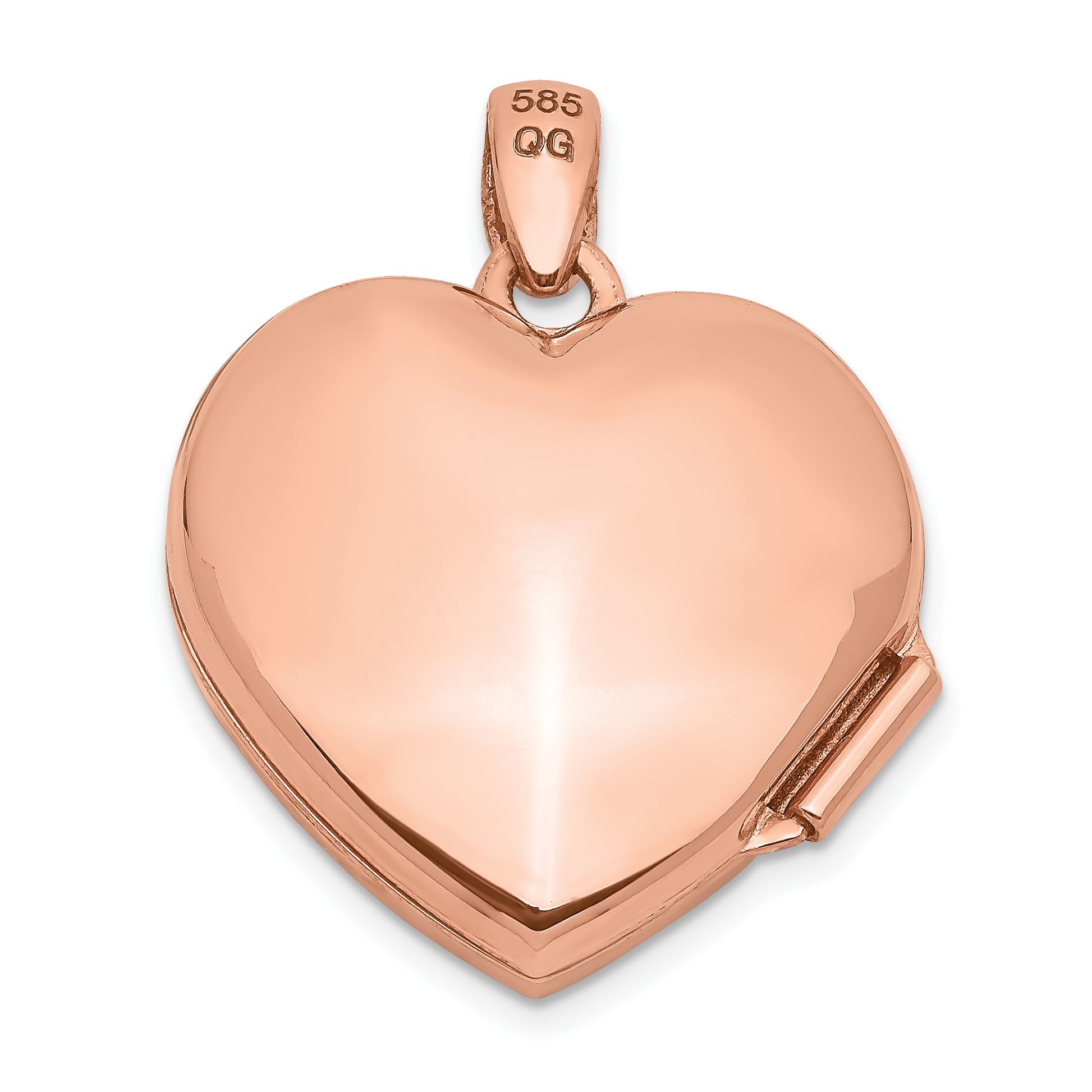 14k Rose Gold Diamond Vintage Filigree with Black Fabric Interior 18mm Heart Locket