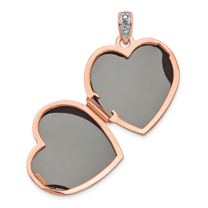 14k Rose Gold Diamond Vintage Filigree with Black Fabric Interior 18mm Heart Locket