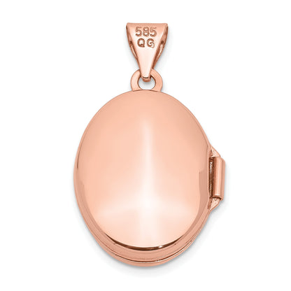 14k Rose Gold Diamond Star 17mm Oval Locket