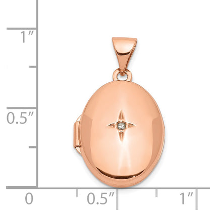 14k Rose Gold Diamond Star 17mm Oval Locket