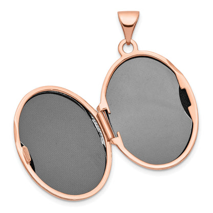14K Rose Gold Diamond Vintage Filigree with Black Fabric Interior 21mm Oval Locket