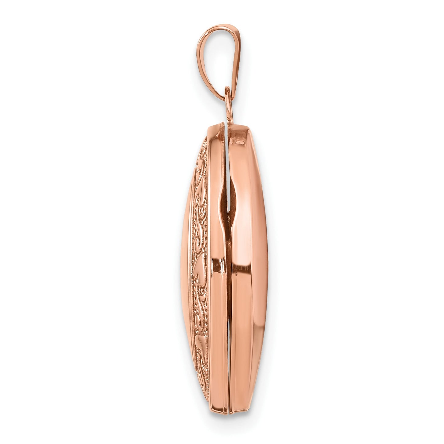 14k Rose Gold Heart and Scroll Border 21mm Oval Locket