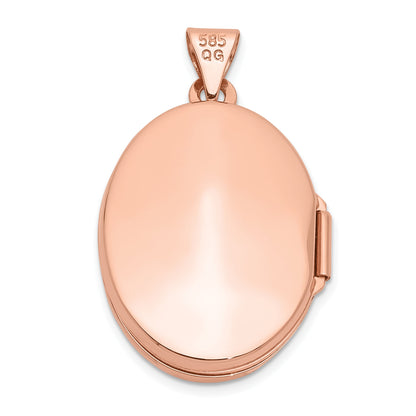 14k Rose Gold Polished Plain 21mm Oval Locket