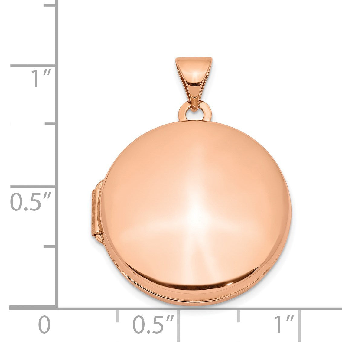 14k Rose Gold Polished Domed 20mm Round Locket