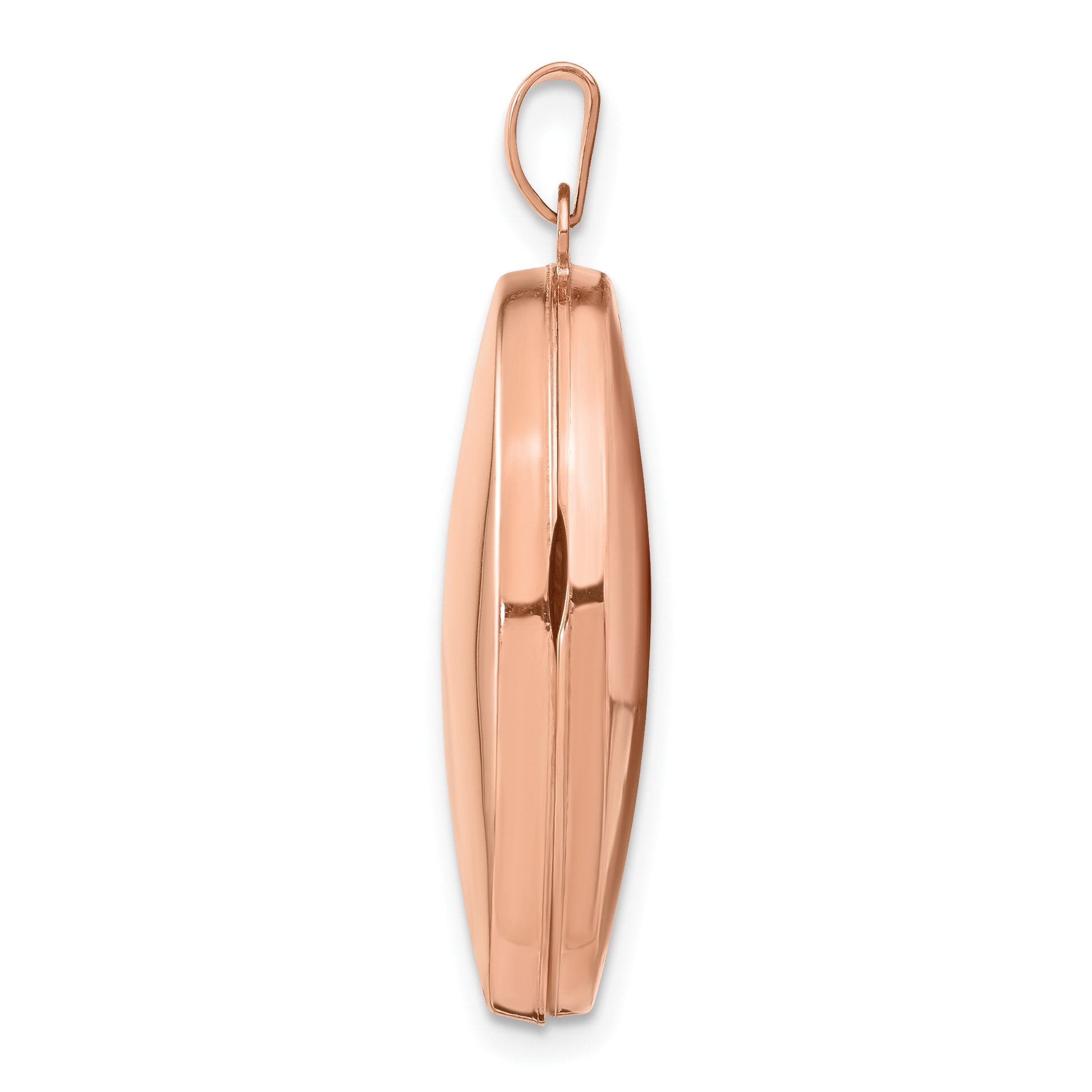 14k Rose Gold Polished Domed Plain 26mm Oval Locket
