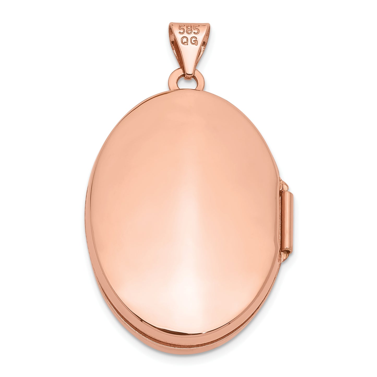 14k Rose Gold Polished Domed Plain 26mm Oval Locket