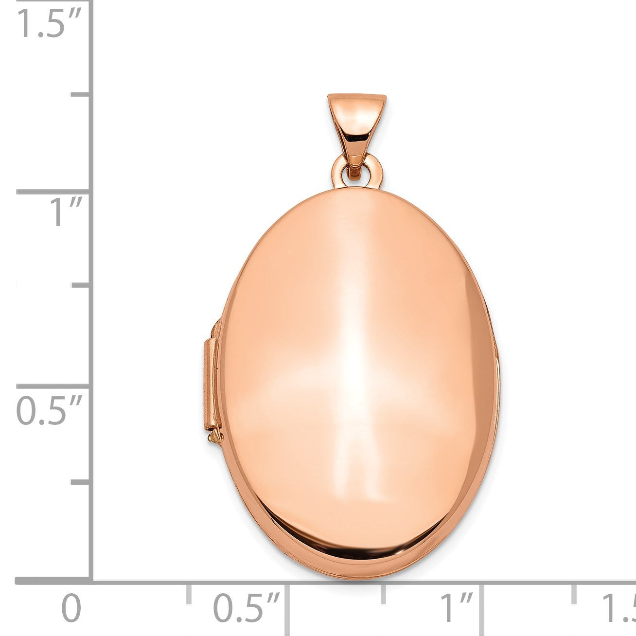 14k Rose Gold Polished Domed Plain 26mm Oval Locket
