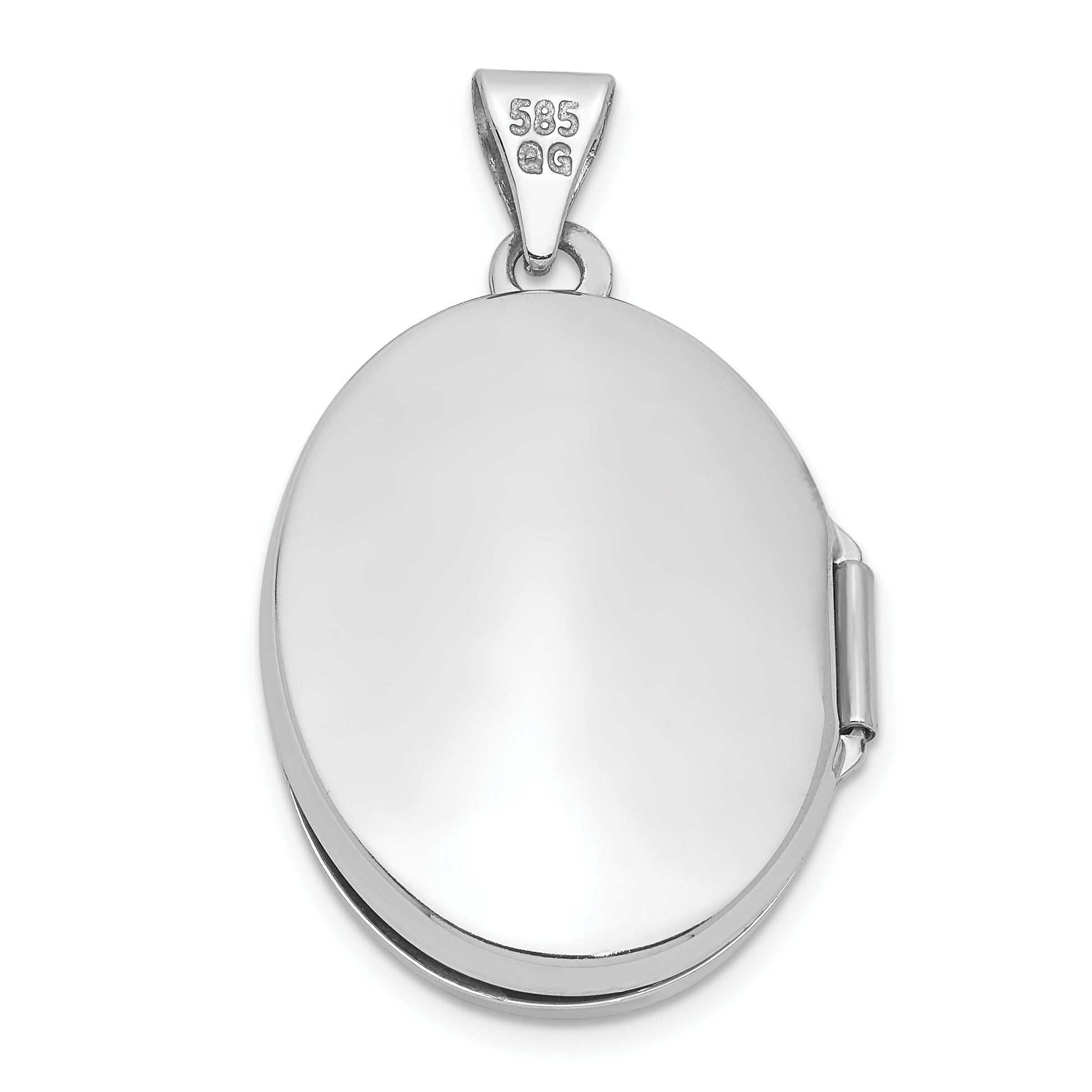 14k White Gold Tree 21x16mm Oval Locket