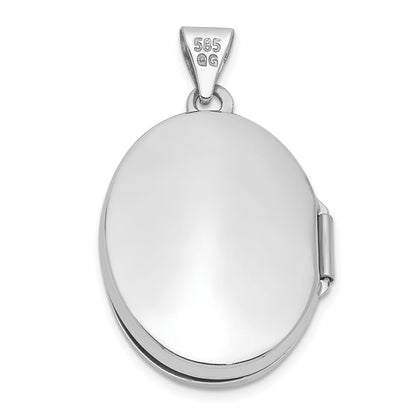 14k White Gold Tree 21x16mm Oval Locket