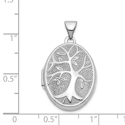 14k White Gold Tree 21x16mm Oval Locket