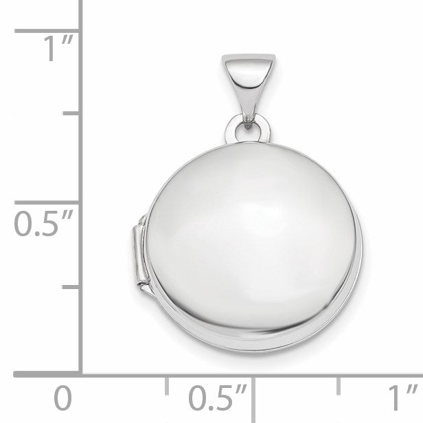 14k White Gold Polished Domed 16mm Round Locket