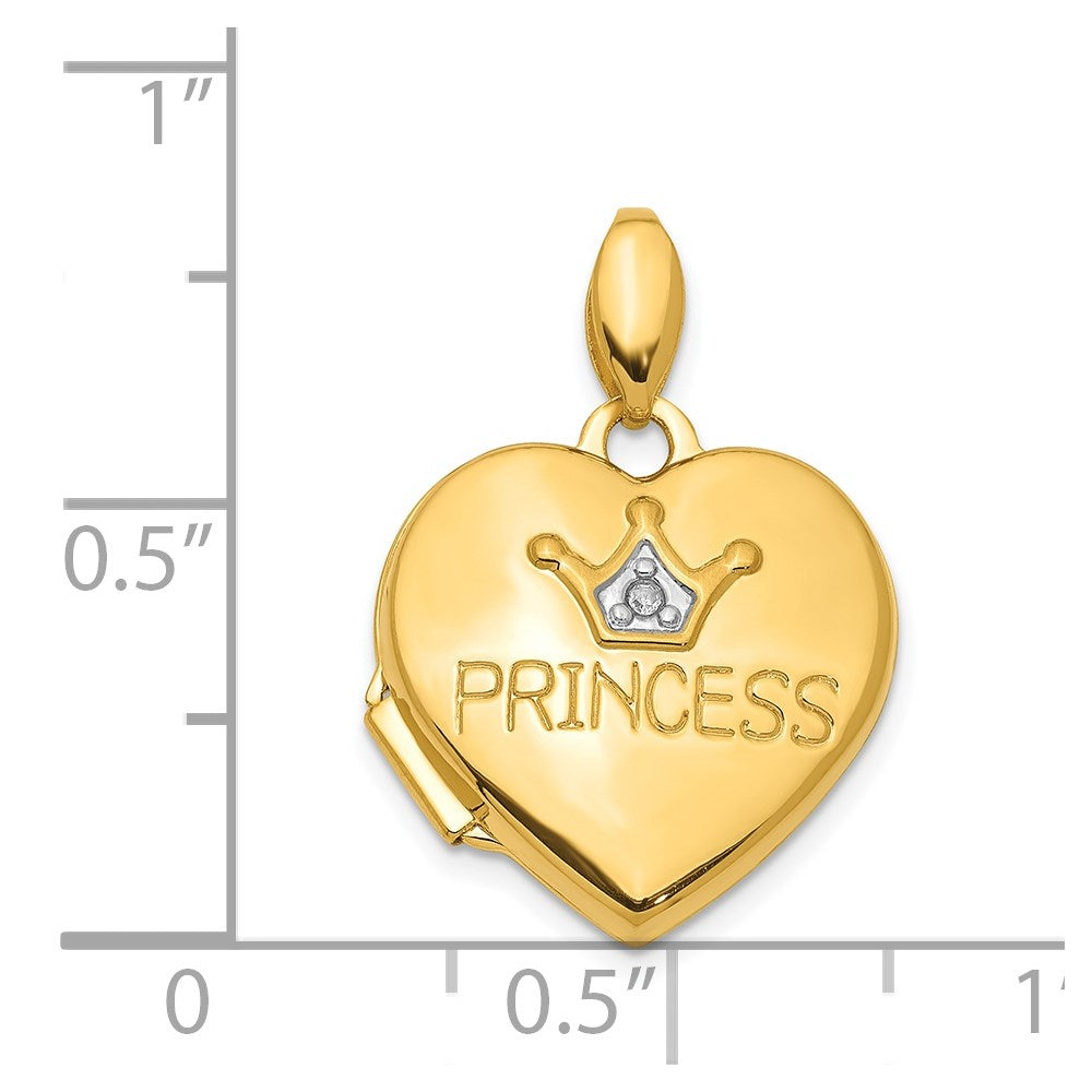 14KY Diamond 16mm Princess Locket Pendant