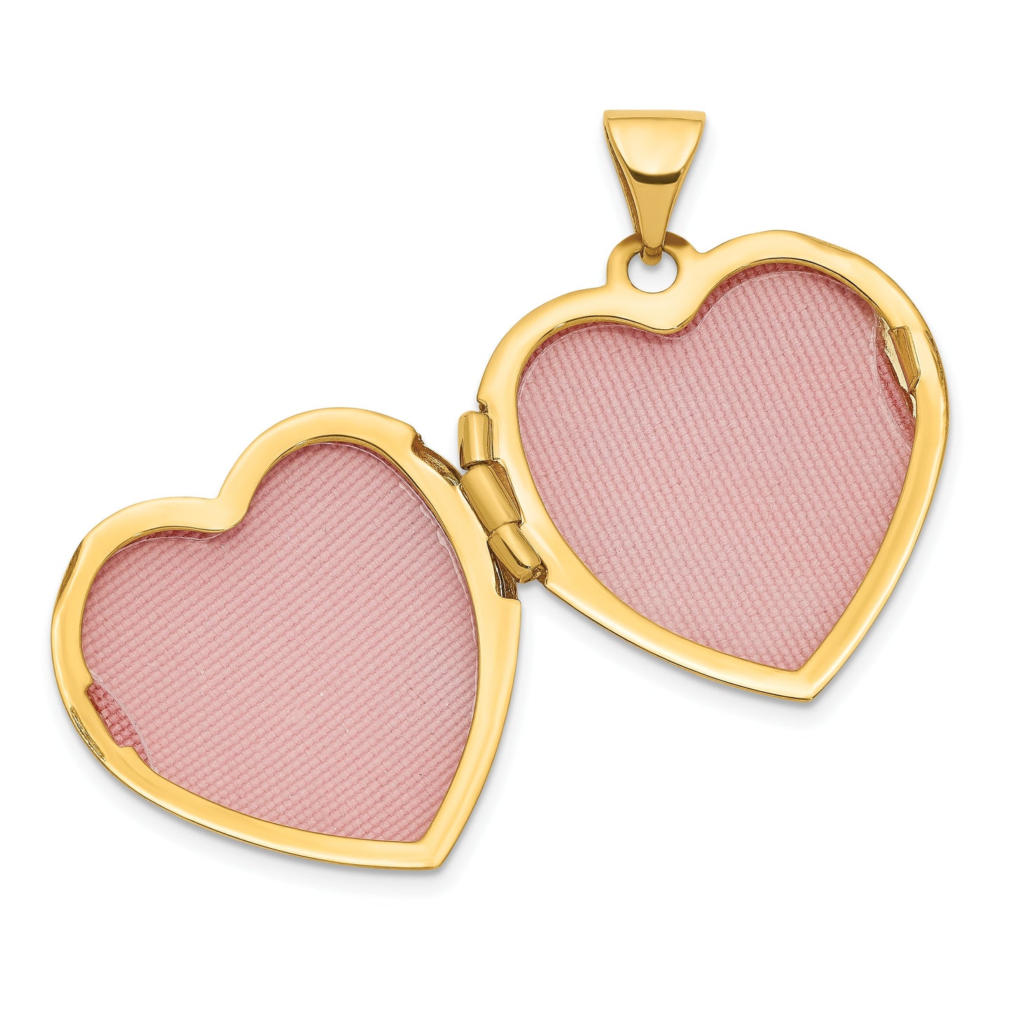 14k Heart Border Reverses to  Cut-out LOVE with Pink Fabric Interior 19mm Heart Locket