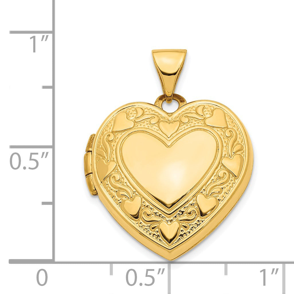 14k Heart Border Reverses to  Cut-out LOVE with Pink Fabric Interior 19mm Heart Locket