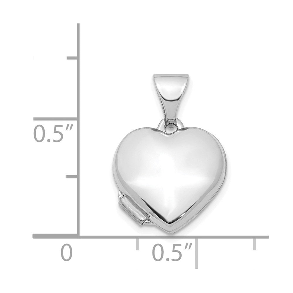 14K White Gold Heart 13mm Locket Pendant