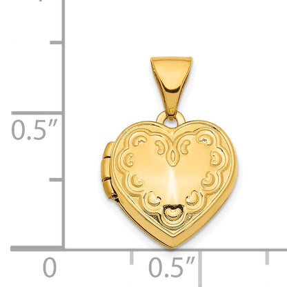 14K Heart Border 13mm Heart Locket