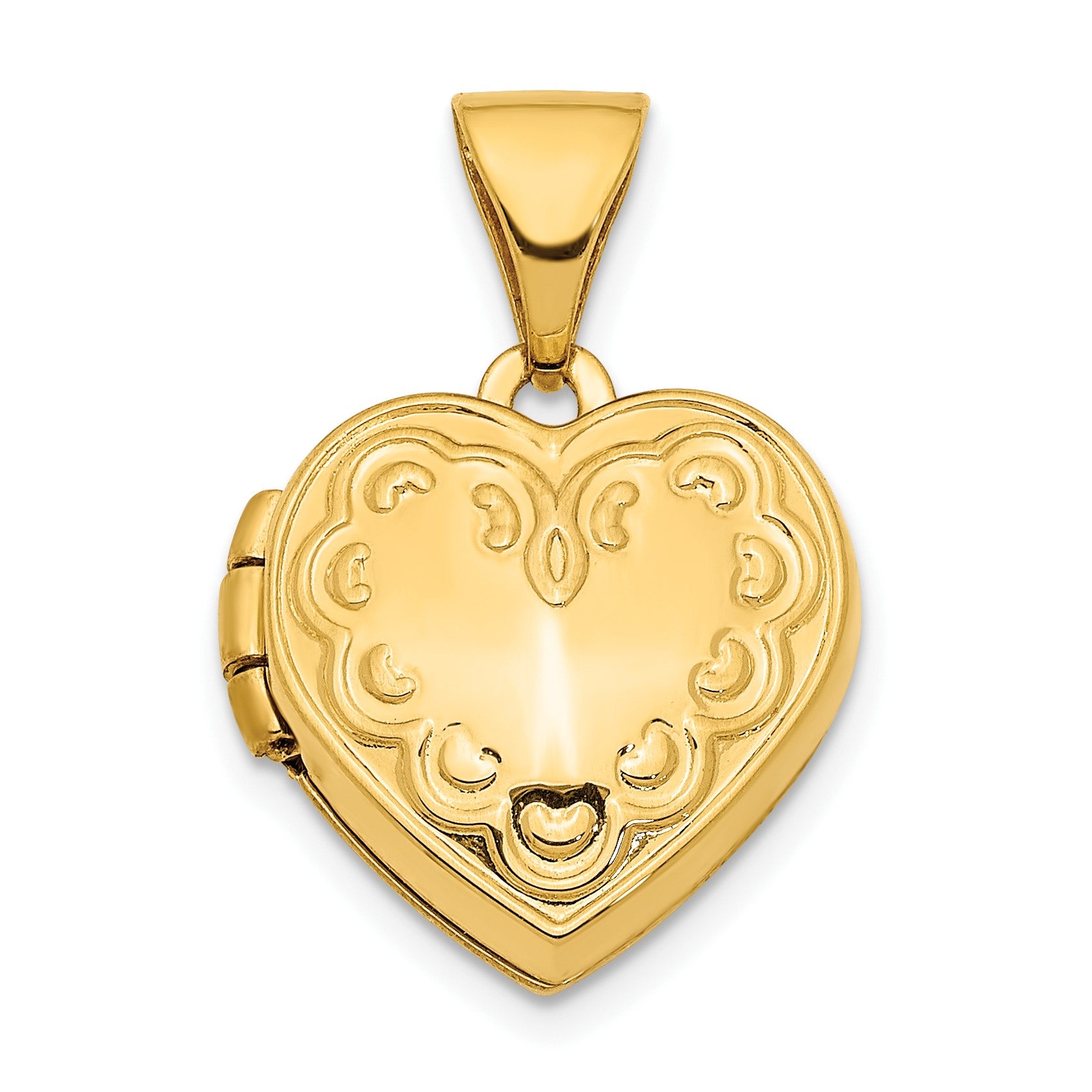 14K Heart Border 13mm Heart Locket